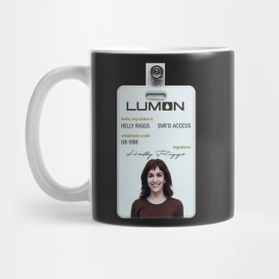 Severance series lumon industries HELLY RIGGS Badge fan works graphic design by ironpalette Mug